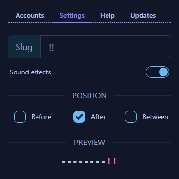 Settings tab screenshot